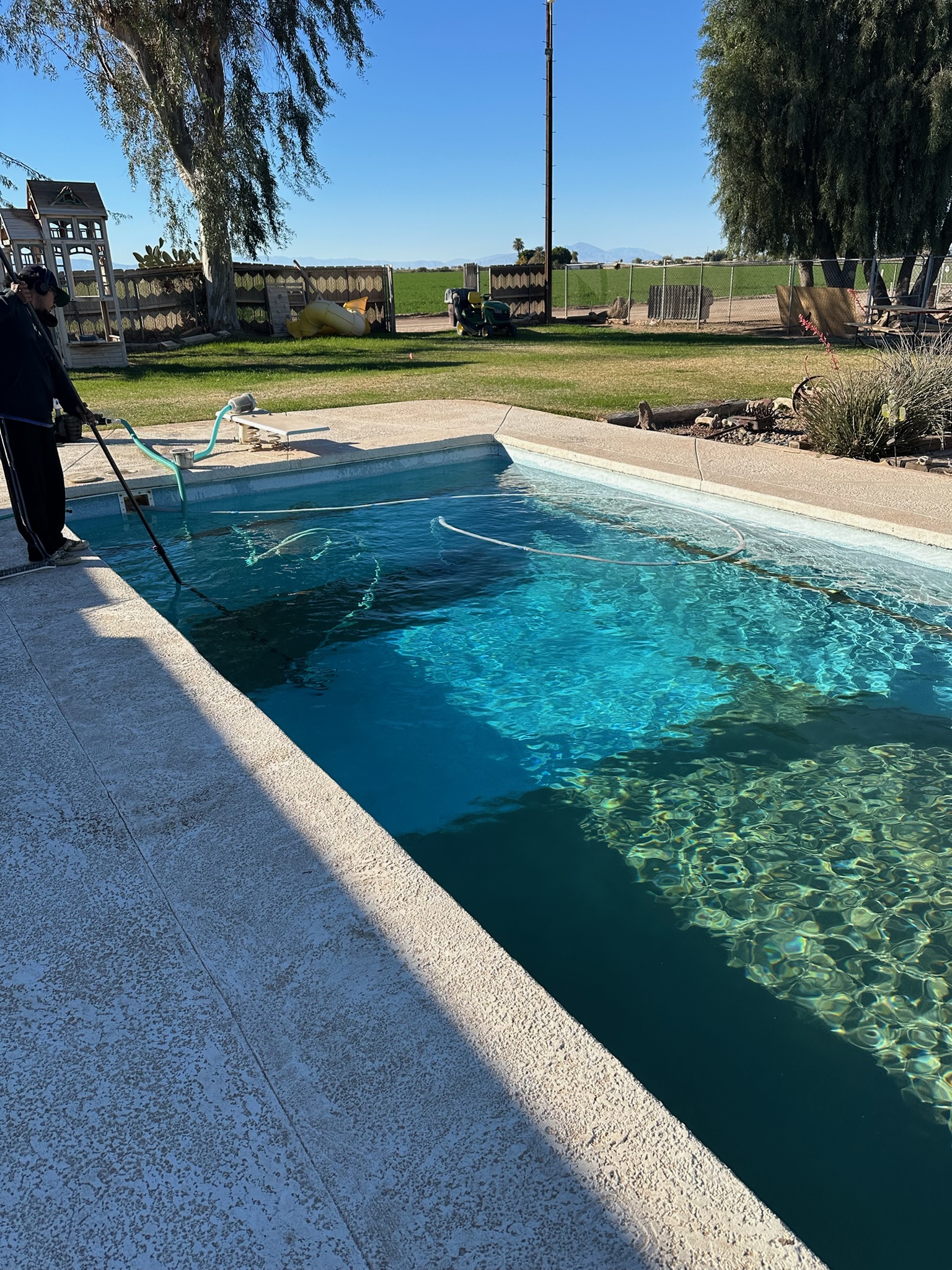 Pool service in progress