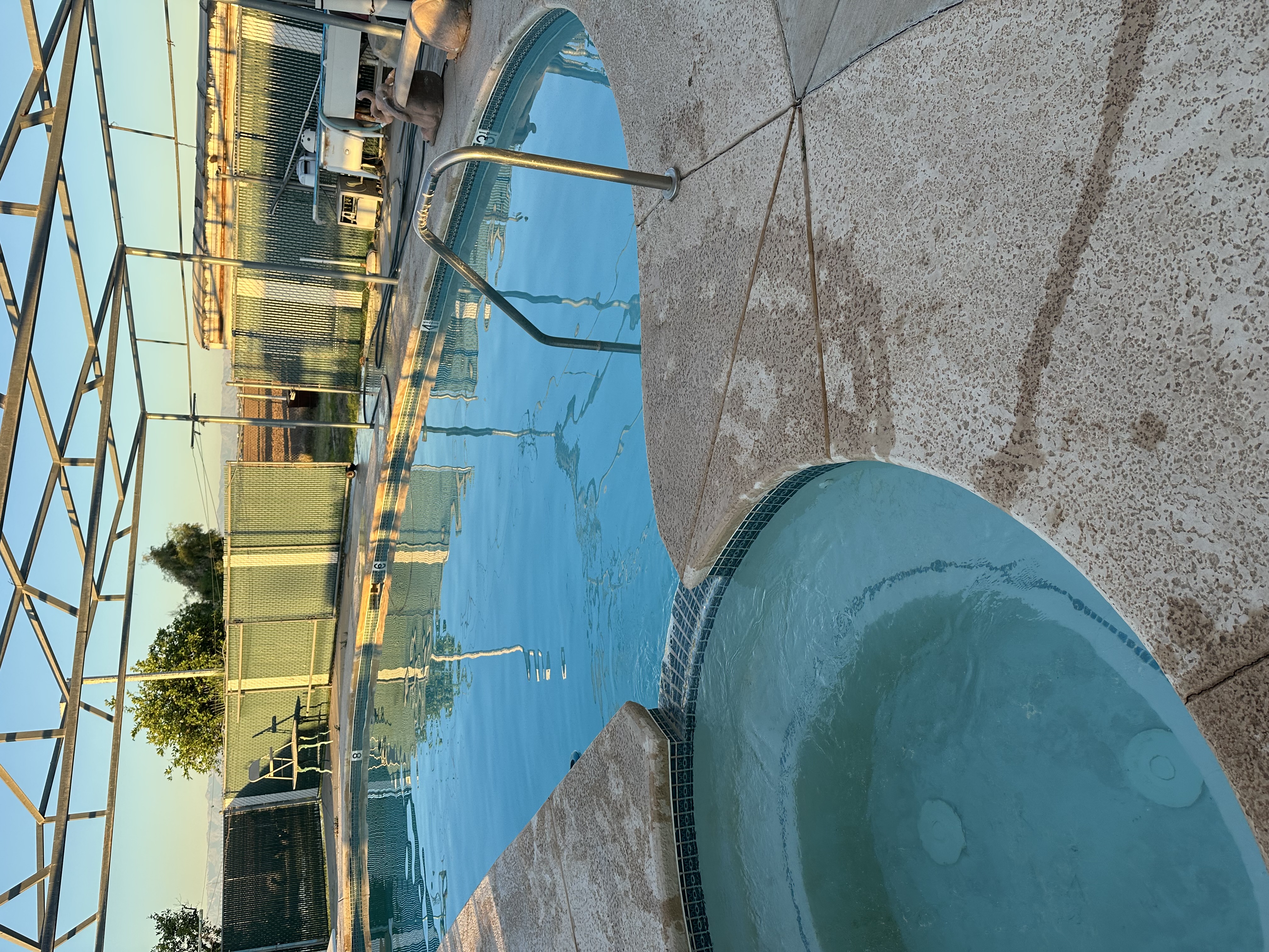 Pool after cleaning, with clear blue water
